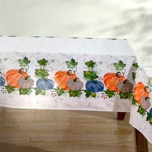 Harvest Pumpkin tablecloth 60” by 102”. Thanksgiving.